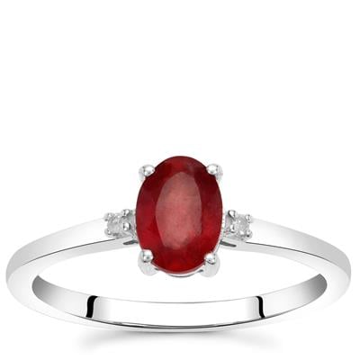 Ruby & Diamond Sterling Silver Ring 