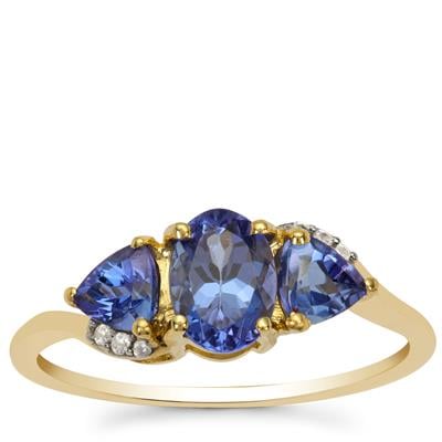 AA Tanzanite Ring with White Zircon in 9K Gold 1.30cts