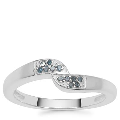 Blue Diamond Ring in Sterling Silver 0.08ct