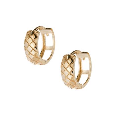 9K Gold Quilted Design Small Hoop Earrings 1.20g