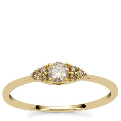 Golden Ivory Diamonds Ring in 9K Gold 0.28cts