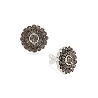 Silver Diamond Earrings in Sterling Silver 1ct