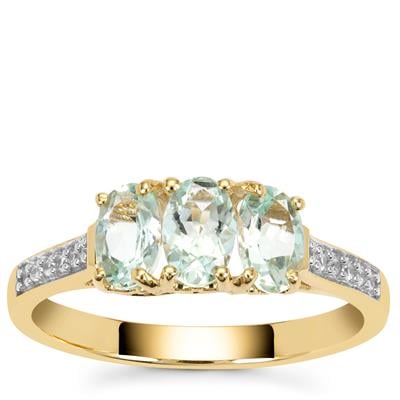 Aquaiba™ Beryl Ring with White Zircon in 9K Gold 1.25cts