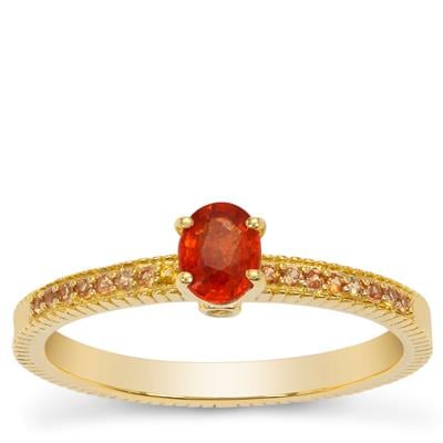 Ceylon Sunset Padparadscha Sapphire Ring in 9K Gold 0.55cts