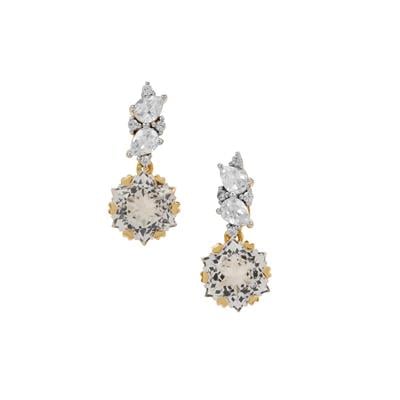 Wobito Snowflake cut Cullinan Topaz Earrings With White Zircon in 9K Gold 7.10cts