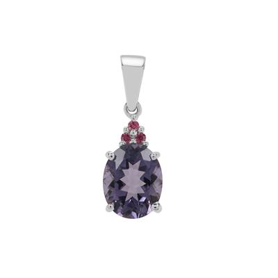 Blueberry Quartz Pendant with Purple Diamond in Sterling Silver 2.45cts