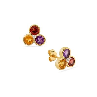 Multi-Gemstone Earrings in Gold Plated Sterling Silver 1.65cts