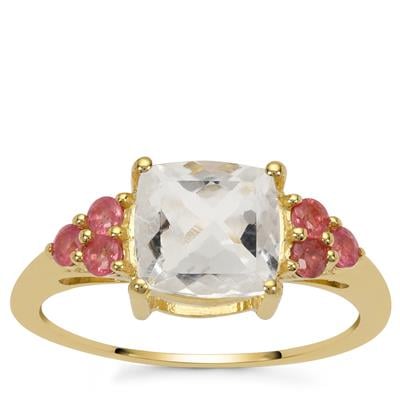 Hyalite Ring with Padparadscha Sapphire in 9K Gold 2cts