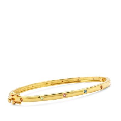 Rajasthan Garnet Bangle with Multi-Gemstone in Gold Plated Sterling Silver 0.75ct