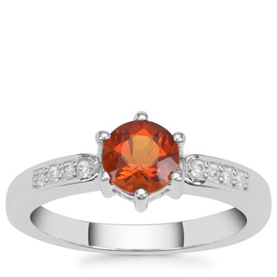 Madeira Citrine Ring with White Zircon in Sterling Silver 0.80ct