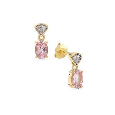 Rose Spinel Earrings with White Zircon in 9K Gold 1ct