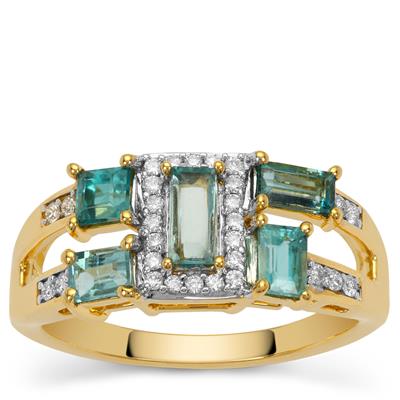 Grandidierite Ring with Diamond in 18K Gold 1.20cts