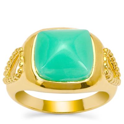 Chrysoprase Ring in Gold Plated Sterling Silver 5.90cts
