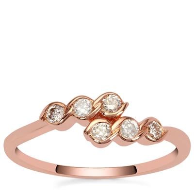 Pink, White Diamonds Ring 9K Rose Gold 0.26cts