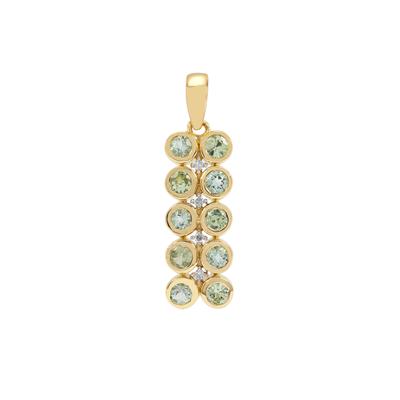 Aquaiba™ Beryl, Kijani Garnet Pendant with Diamond in 9K Gold 1.10cts