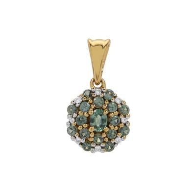 Natural Teal Montana Sapphire Pendant with White Zircon in 9K Gold 1.15cts