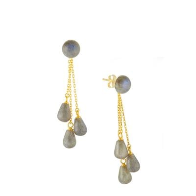 Paul Island Labradorite Earrings in Gold Tone Sterling Silver 15.50cts 