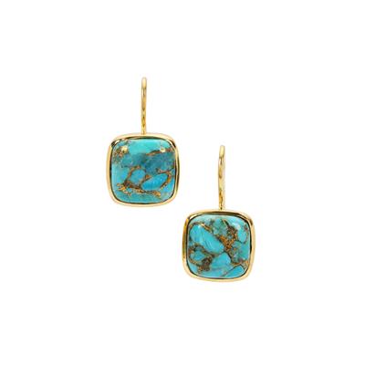 Copper Mojave Turquoise Earrings in Gold Plated Sterling Silver 13.50cts