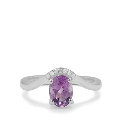 Moroccan Amethyst Ring with Diamond in Sterling Silver 1.20cts