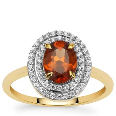 Zanzibar Sunburst Zircon Ring with White Zircon in 9K Gold 2.20cts
