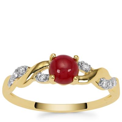 Greenland Ruby Ring with Canadian Diamond in 9K Gold 0.90ct