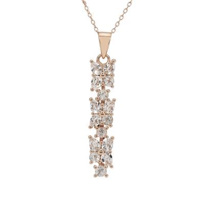 White Topaz Pendant Necklace in Rose Gold Plated Sterling Silver 2.45cts