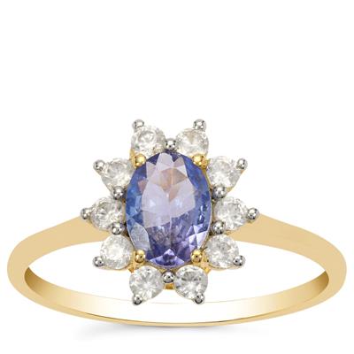 A Tanzanite Ring with White Zircon in 9K Gold 1.30cts