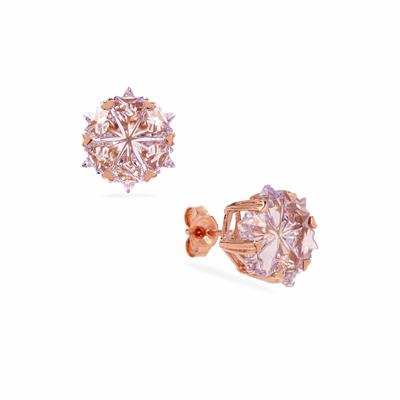Wobito Snowflake Cut Pink Amethyst Earrings in 9K Rose Gold 5cts