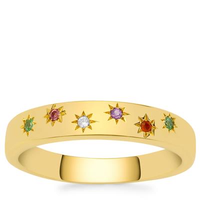 Tsavorite Garnet Ring with Multi Gemstones in Gold Plated Sterling Silver 0.06ct