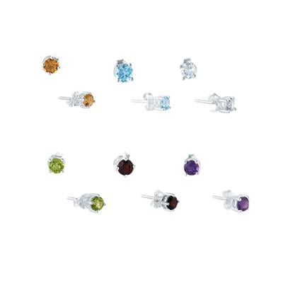Multi Gemstone Set of Earrings in Sterling Silver 3.10cts 