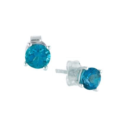 Ceylon Blue Topaz Earrings in Sterling Silver 1cts
