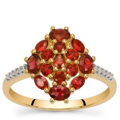 Burmese Red Spinel Ring with White Zircon in 9K Gold 1.35cts