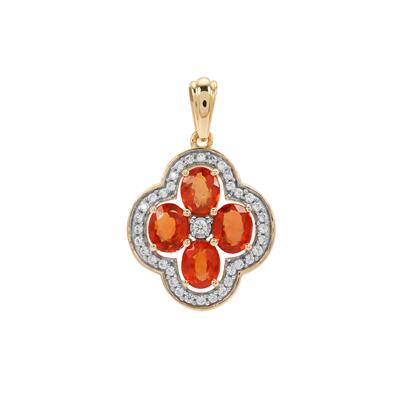 Ceylon Sunset Padparadscha Sapphire Pendant with White Zircon in 9K Gold 1.90cts