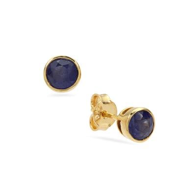Madagascan Blue Sapphire Earrings in Gold Plated Sterling Silver 1.50cts
