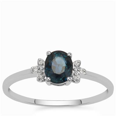 Australian Blue Sapphire Ring with Diamonds in Platinum 950 0.68ct