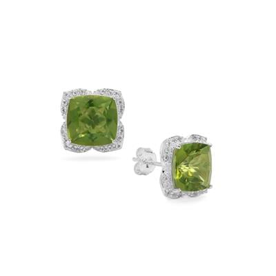 Fern Green Quartz Earrings with White Topaz in Sterling Silver 8.75cts