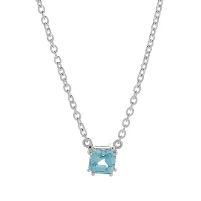 Asscher Cut Ratanakiri Blue Zircon Necklace in Sterling Silver 1.60cts