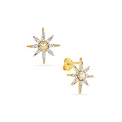 White Zircon Earrings in Gold Plated Sterling Silver 0.75cts