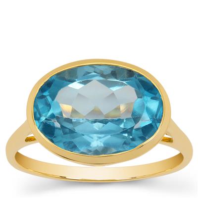 Swiss Paradise Blue Topaz Ring in 9K Gold 7.45cts