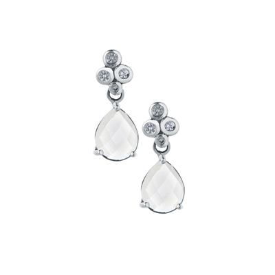 Golconda Quartz Earrings with White Zircon in Sterling Silver 4.23cts
