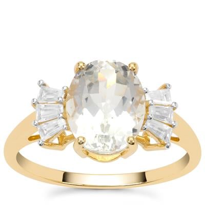 Himalayan Beryl Ring with White Zircon in 9K Gold 2.90cts