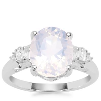 Sapucaia Quartz Ring with White Zircon in Sterling Silver 3.56cts