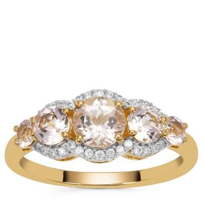 Idar Pink Morganite Ring with White Zircon in 9K Gold 1.35cts
