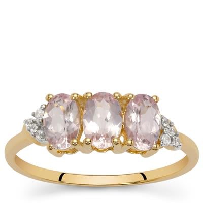 Imperial Pink Topaz Ring with White Zircon in 9K Gold 1.40cts