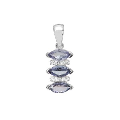 Bi Colour Tanzanite Pendant with White Zircon in Sterling Silver 2.05cts