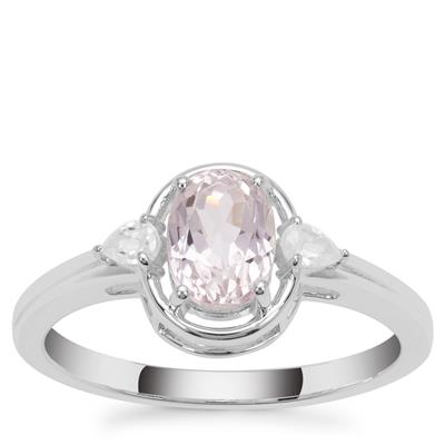 Nuristan Kunzite Ring with White Zircon in Sterling Silver 1.50cts