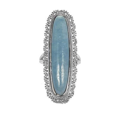 'The Bohemian Angel' Sterling Silver Angelite Ring 19.26cts