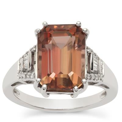 Pink Diaspore Ring with Diamond in Platinum 950 7.55cts