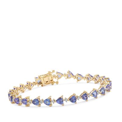 AA Tanzanite Bracelet with White Zircon in 9K Gold 9cts