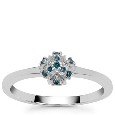 Blue Diamond Ring in Sterling Silver 0.08ct